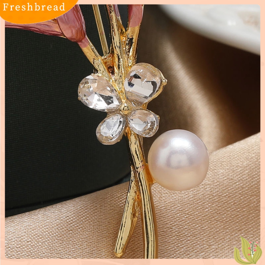 &lt; Freshbread &gt; Bros Pin Tulip Perhiasan Mutiara Imitasi Vintage Tahan Lama Kerah Bros Pakaian Dekor