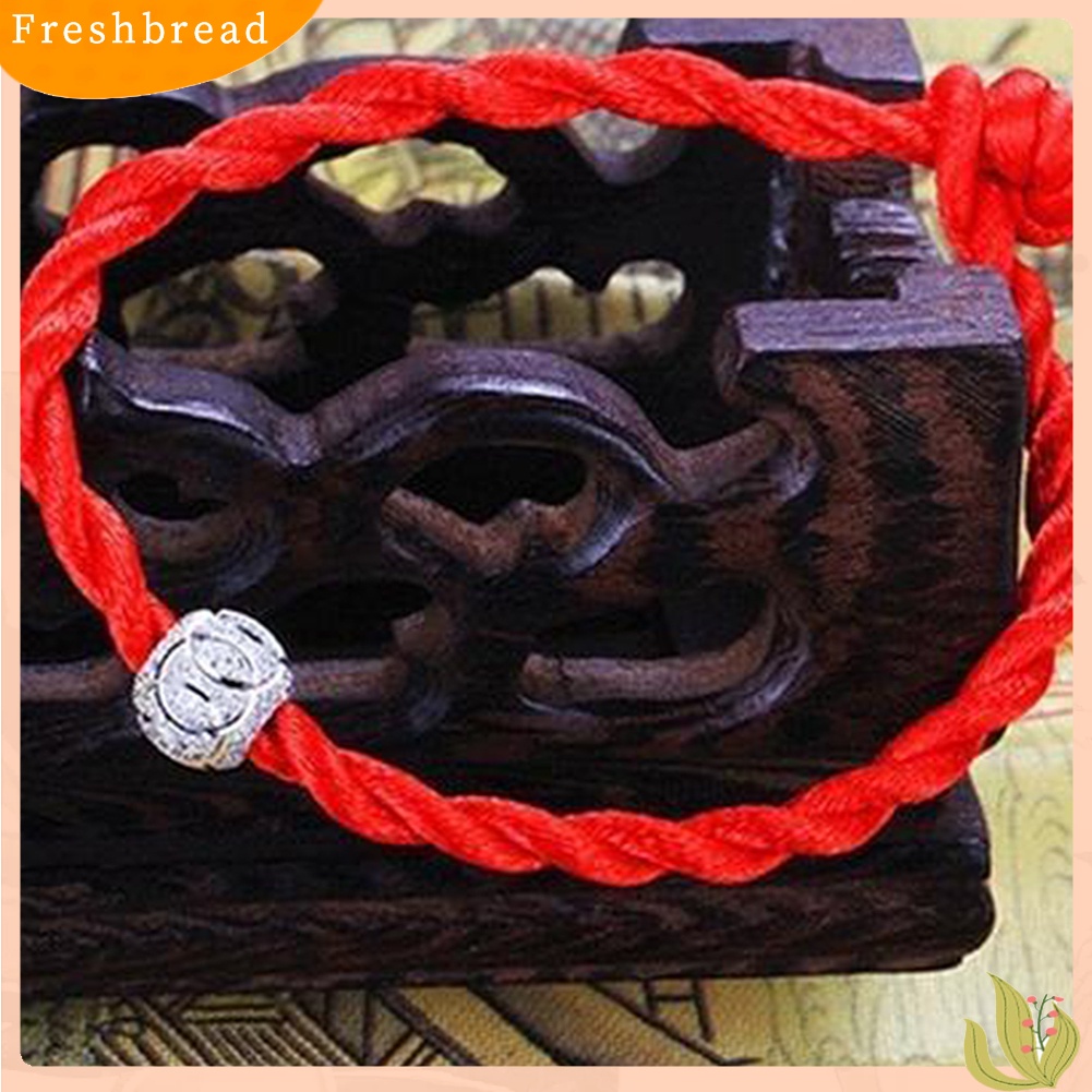 &lt; Freshbread &gt; Etnik Perak Berlapis Manik Dikepang Gelang Tali Merah Unisex Beruntung Dekorasi Pergelangan Tangan