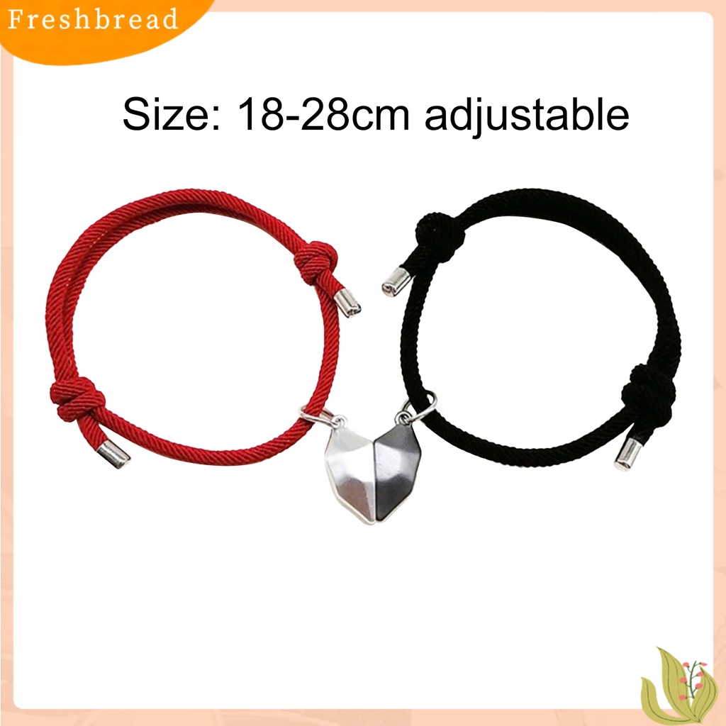 &lt; Freshbread &gt; 1pasang Gelang Couple Panjang Dapat Disesuaikan Liontin Hati Jarak-catching Attraction Bracelet Untuk Rumah