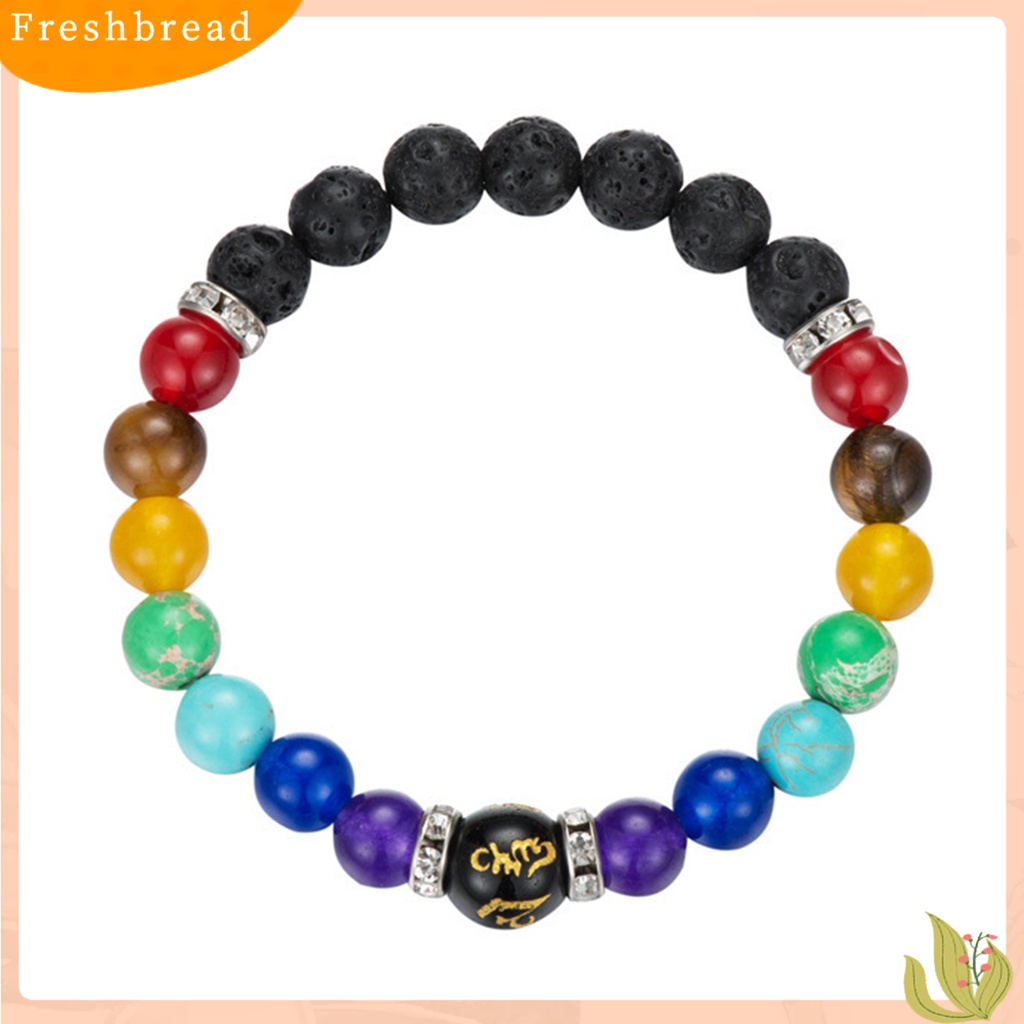 &lt; Freshbread &gt; Gelang Yoga Warna-Warni Buatan Batu Vulkanik Bentuk Geometris Handmade Eye-catching Healing Anxiety Aksesori 7gelang Batu Penyembuhan Cakra Untuk Kerja