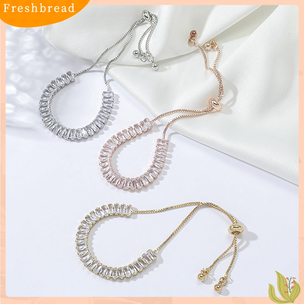 &lt; Freshbread &gt; Wanita Gelang Mewah Hias Menarik Adjustable All-match Perhiasan Hadiah Geometris Wanita Fashion Berlian Imitasi Mengkilap Tarik Gelang Untuk Pernikahan