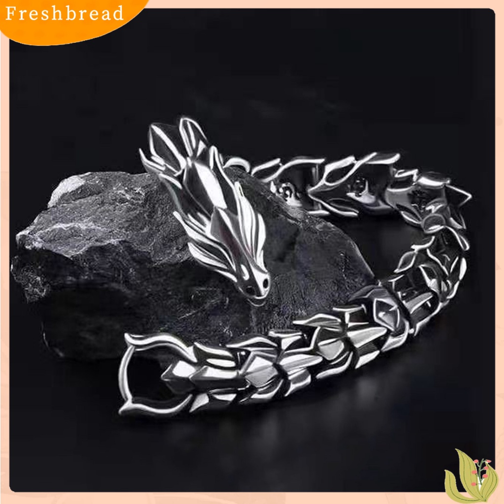 &lt; Freshbread &gt; Gelang Kepribadian Gaya Punk Eropa Dan Amerika Retro Hip Hop Naga Bentuk Kepala Gelang Pria Untuk Pakaian Sehari-Hari