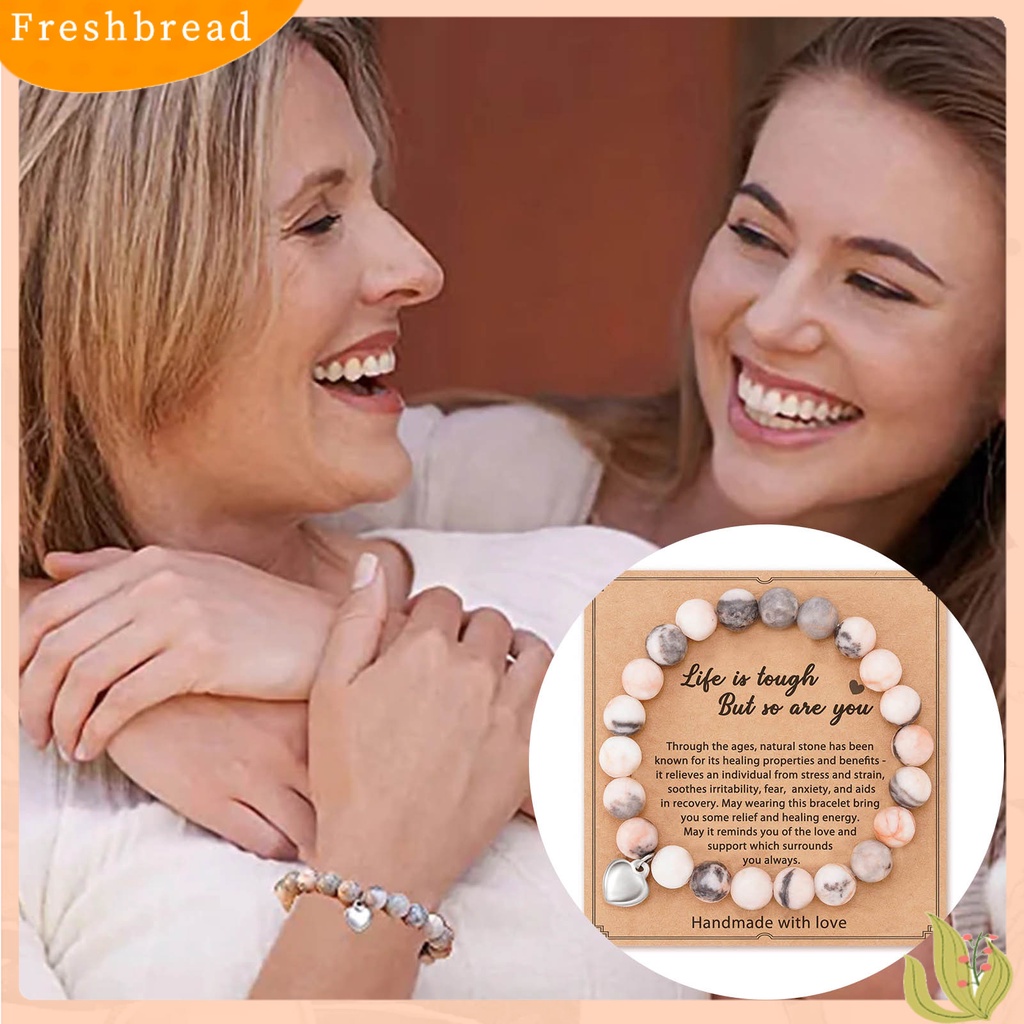 &lt; Freshbread &gt; 1set Gelang Couple Handmade Colorful Sweet Heart Pendant Tali Elastis Dengan Kartu Dress Up Hadiah Ulang Tahun Gelang Manik-Manik Pirus Imitasi Putih Alami