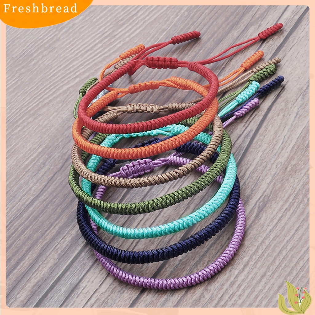 &lt; Freshbread &gt; Gelang Unisex Warna Solid Handmade Tali Kepang Perhiasan Bangle Keberuntungan Untuk Pesta