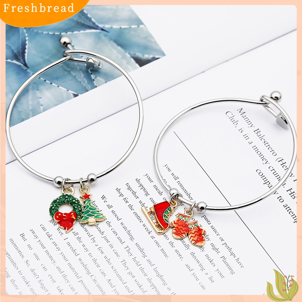 &lt; Freshbread &gt; Natal Klasik Xmas Pohon Elk Santa Claus Liontin Alloy Gelang Perhiasan Hadiah