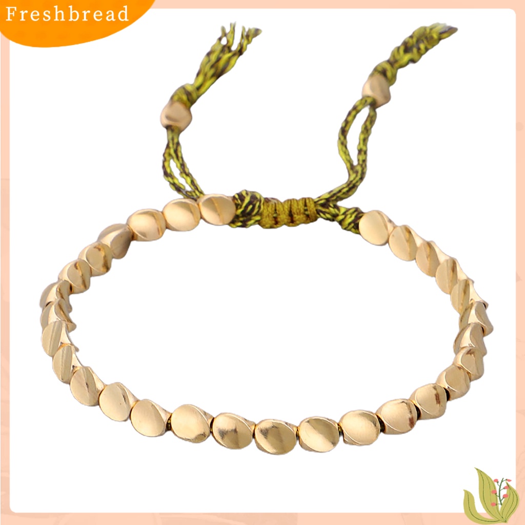 &lt; Freshbread &gt; Unisex Handmade Braided Copper Beads Serut Tali Keberuntungan String Rantai Gelang