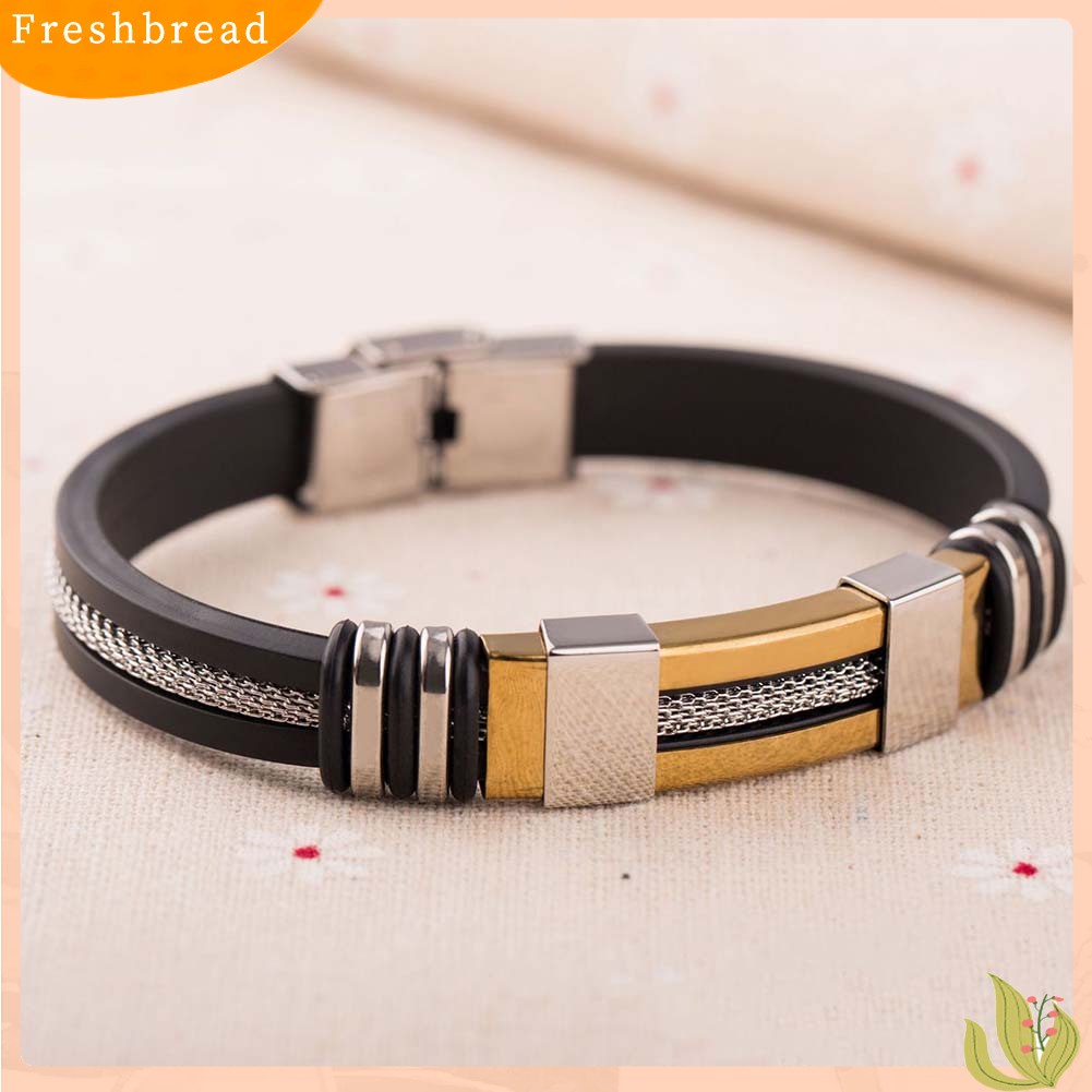 &lt; Freshbread &gt; Unik Pria Titanium Steel Rantai Tangan Buatan Tangan Gelang Bangle Club Perhiasan Hadiah