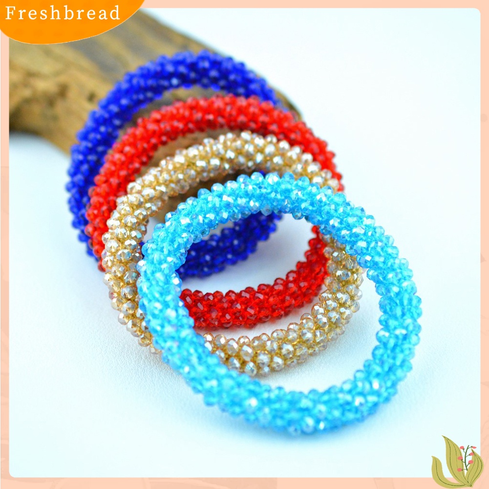 &lt; Freshbread &gt; Berlian Imitasi Mengkilap Elastis Gelang Bangle Tali Rambut Hairband Nepal Wanita Perhiasan