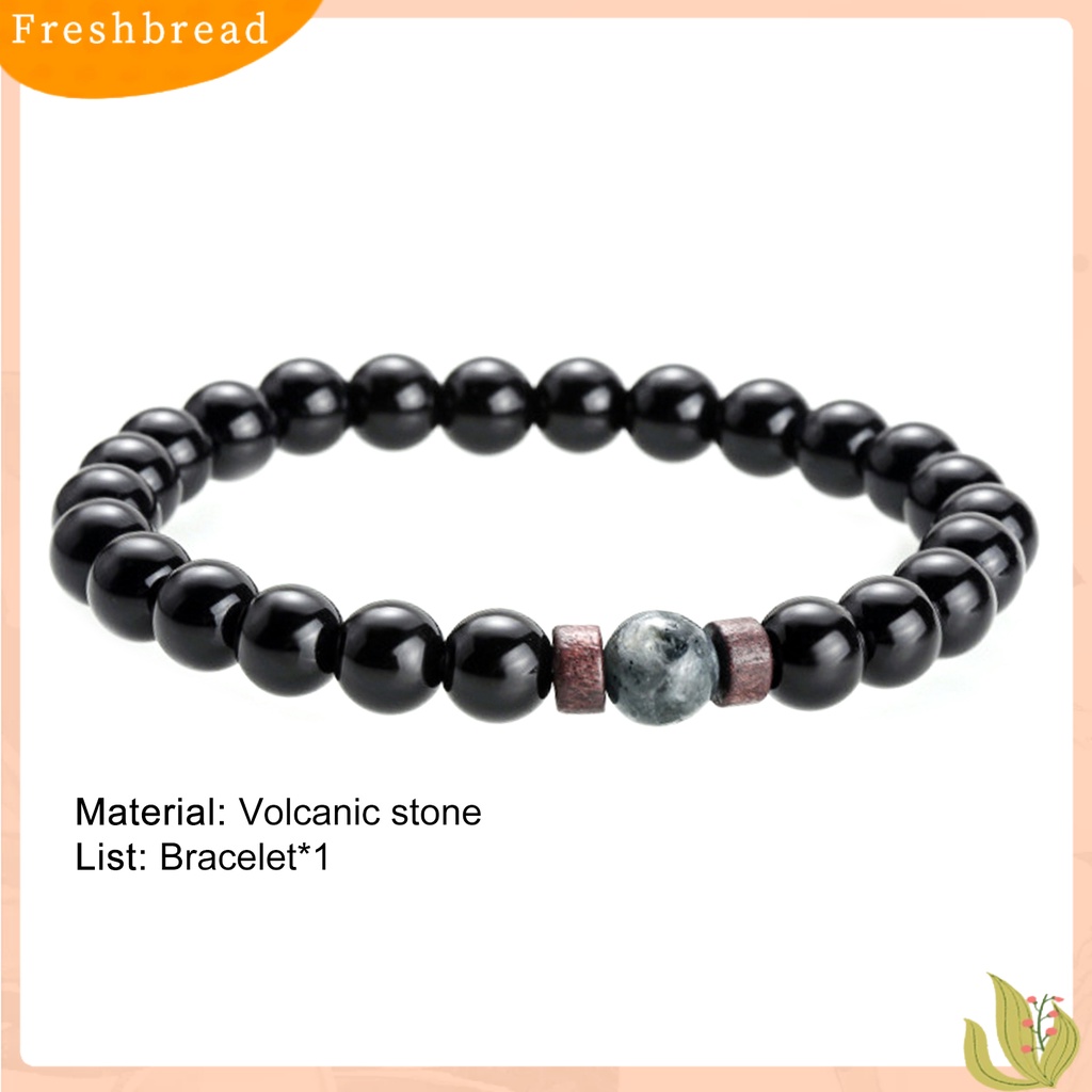 &lt; Freshbread &gt; Pria Gelang Permukaan Unik Batu Vulkanik Fashion Perhiasan Tali Elastis Beads Bracelet Untuk Kehidupan Sehari-Hari