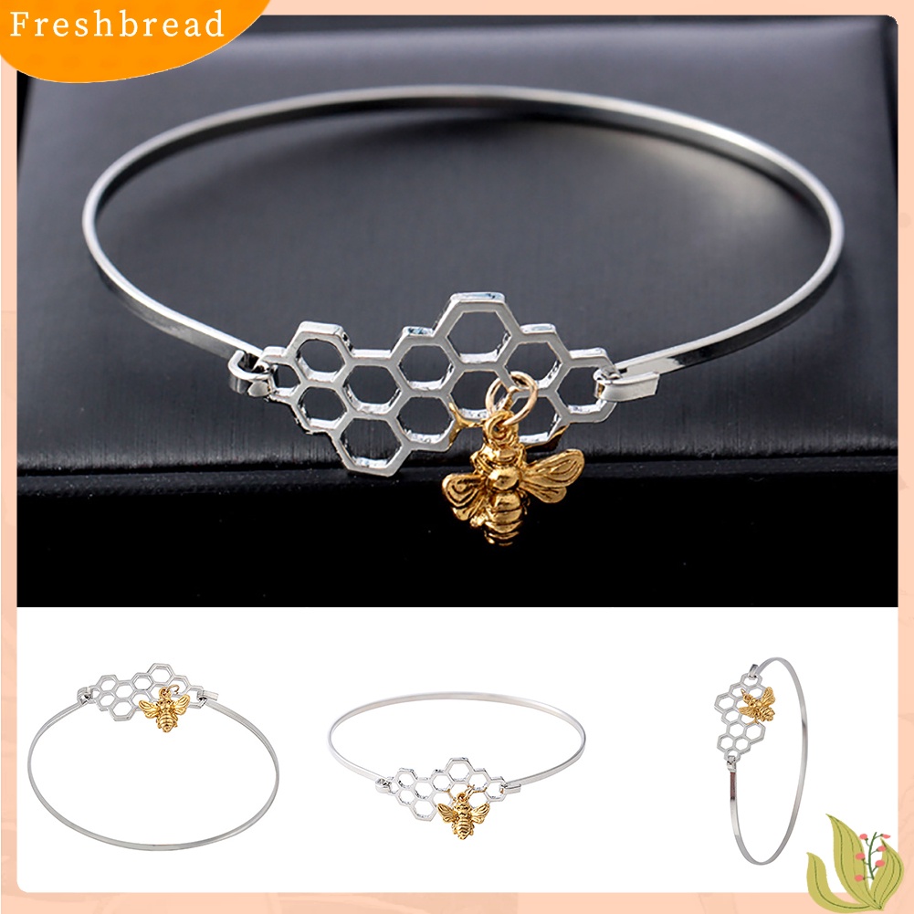 &lt; Freshbread &gt; Lucu Pola Madu Dan Sarang Lebah Wanita Perhiasan Gelang Bangle Hadiah Pertunangan