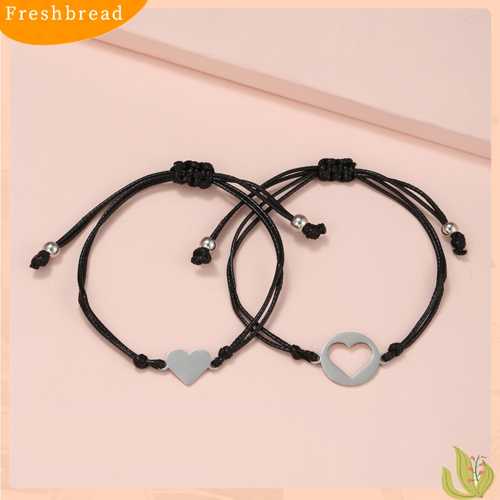 &lt; Freshbread &gt; 2Pcs/Set Gelang Persahabatan Tali Anyaman Yang Dapat Disesuaikan Kasual Geometris Semua Pertandingan Dekorasi Hadiah Teman Terbaik Fashion Hati Kupu-Kupu Sisters Card Bracelets