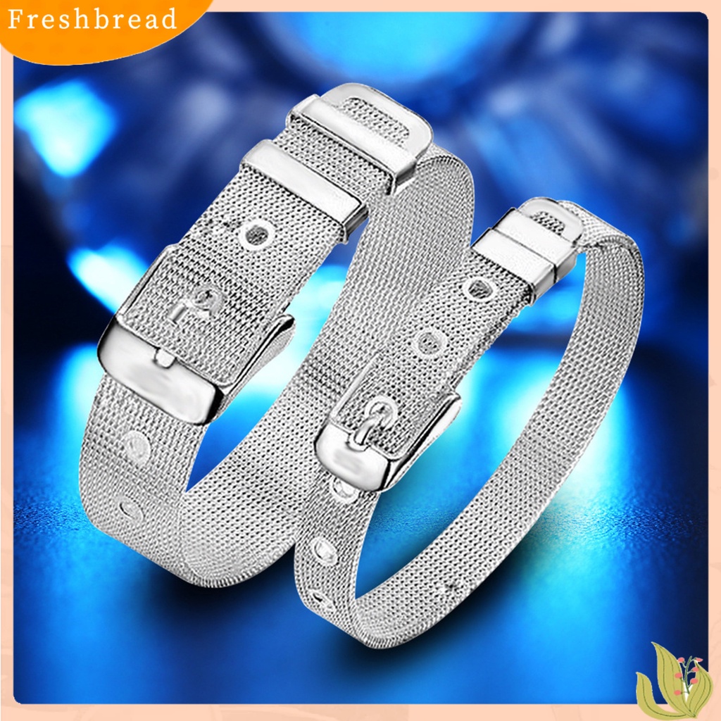 &lt; Freshbread &gt; Gelang Adjustable Pengerjaan Halus Silver Plated Adjustable Belt Gesper Untuk Pakaian Sehari-Hari