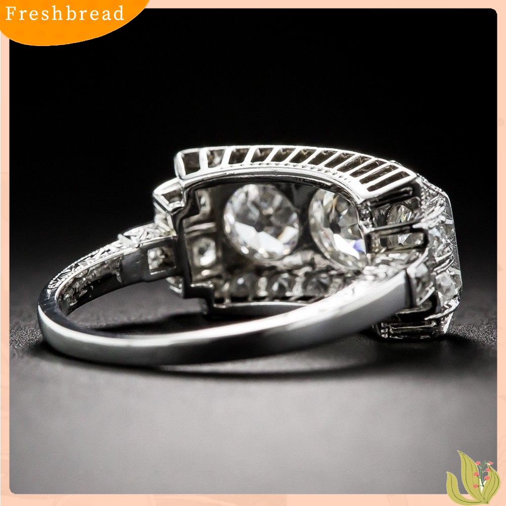 &lt; Freshbread &gt; Topaz Imitasi Elegan Bertatahkan Wanita Cincin Pernikahan Pertunangan Perhiasan Jari Dekorasi