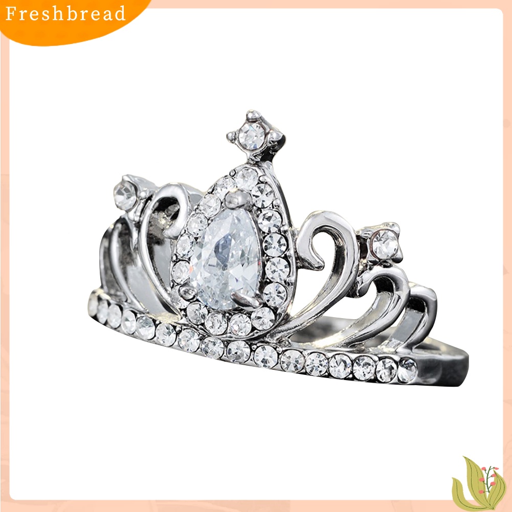 &lt; Freshbread &gt; Bentuk Tetesan Air Berlian Imitasi Mahkota Jari Cincin Perhiasan Pengantin Wanita Hadiah Mewah