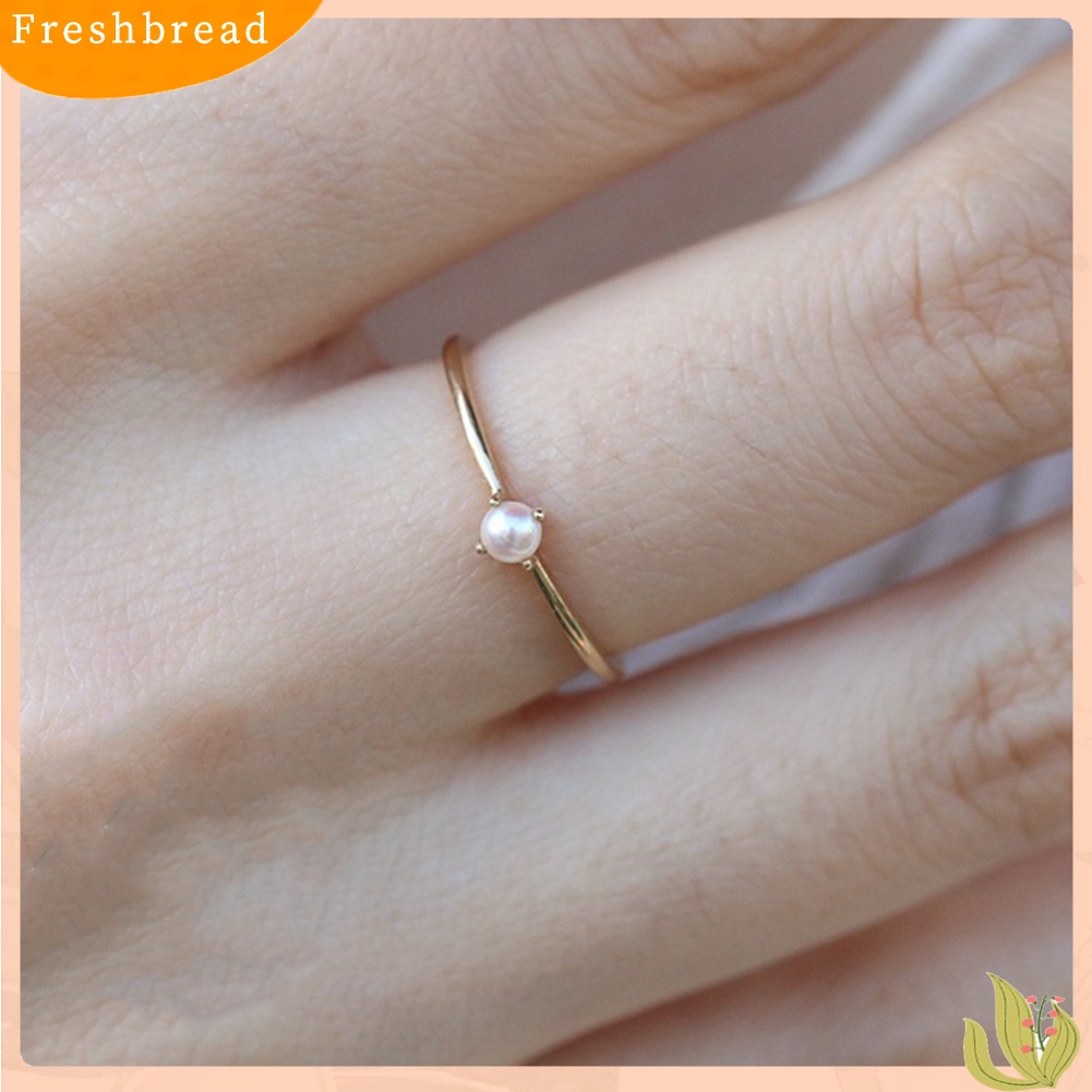 &lt; Freshbread &gt; Elegan Mutiara Imitasi Bertatahkan Jari Cincin Wanita Pesta Perjamuan Pesona Perhiasan Hadiah