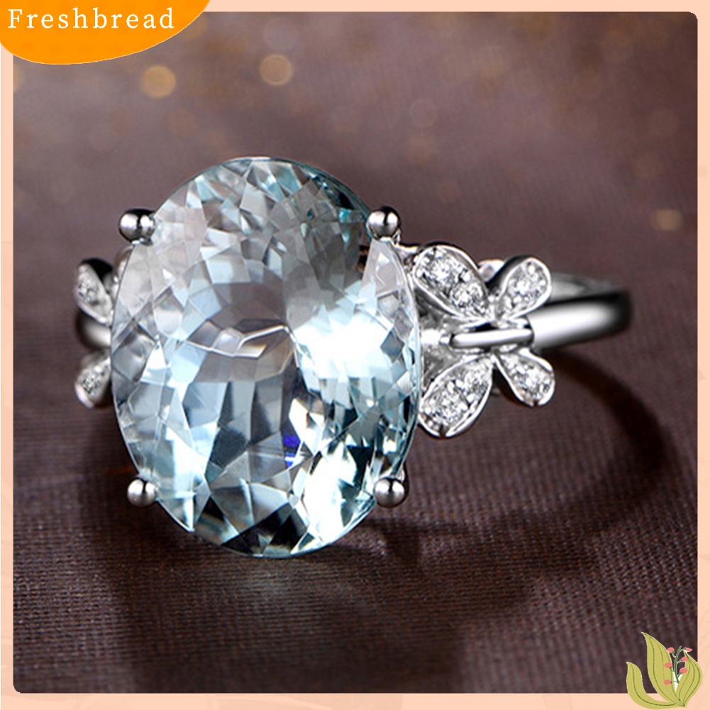 &lt; Freshbread &gt; Fashion Wanita Bentuk Kupu-Kupu Berlian Imitasi Pernikahan Pertunangan Cincin Jari Perhiasan