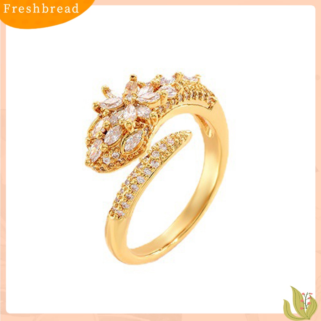 &lt; Freshbread &gt; Finger Band Golden plated Adjustable Opening Shiny Rhinestone Cubic Zirconia Dekorasi Anti Karat Wanita Perhiasan Mewah Cincin Tunangan Perhiasan Aksesoris
