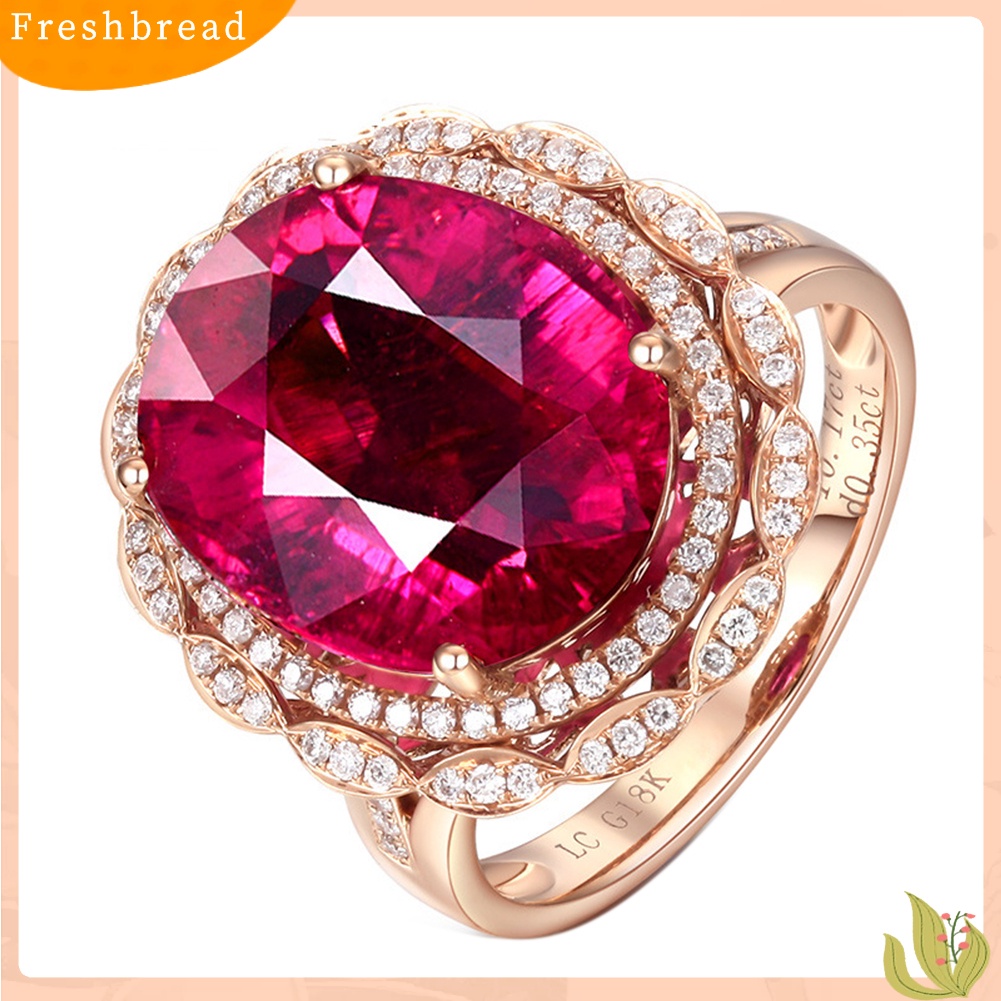 &lt; Freshbread &gt; Mewah Wanita Faux Pigeon Blood Ruby Adjustable Finger Ring Hadiah Perhiasan Pernikahan