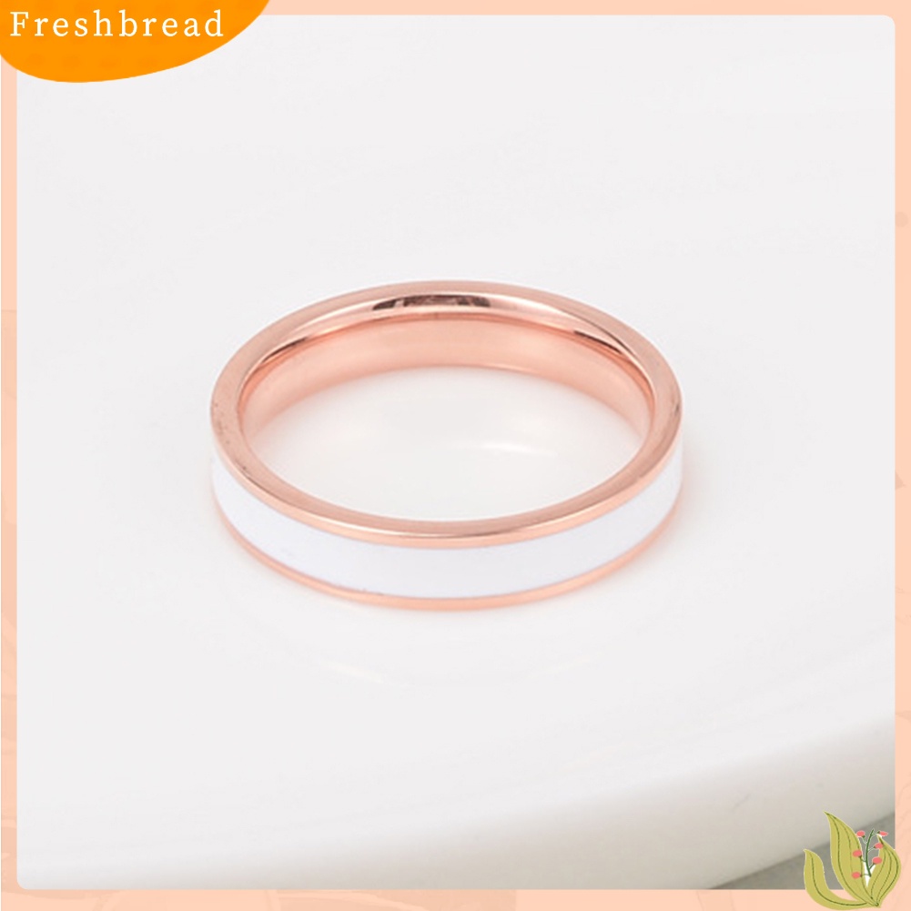 &lt; Freshbread &gt; Fashion Wanita Enamel Baja Titanium Band Jari Cincin Hadiah Perhiasan Pesta Pernikahan
