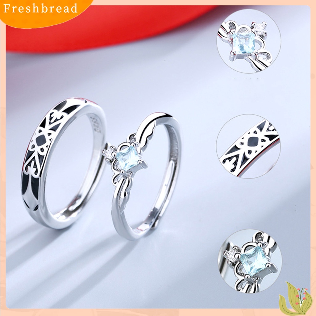 &lt; Freshbread &gt; Cincin Couple Mewah Indah Tidak Luntur Perhiasan Hari Valentine Putri Dan Ksatria Cincin Pertunangan Untuk Anniversary