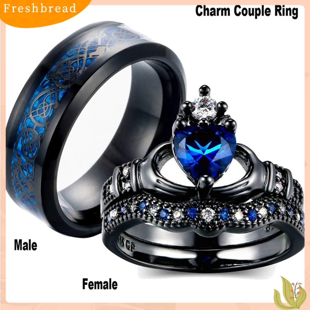 &lt; Freshbread &gt; Cincin Wanita Berlian Imitasi Mengkilap Stainless Ringan Cincin Jari Pasangan Untuk Hari Valentine