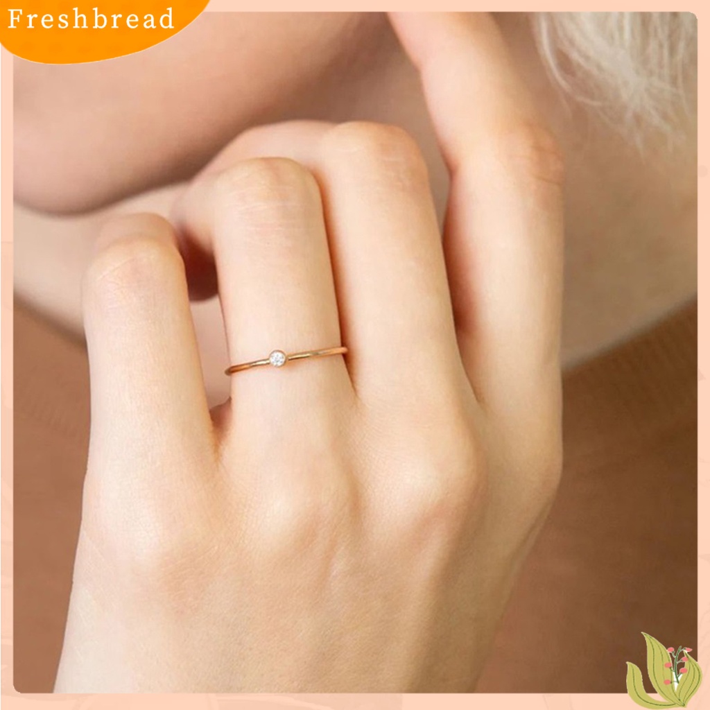 &lt; Freshbread &gt; Wanita Cincin Shiny Ultra-Ringan Tidak Iritasi Anti-Oksidasi Mempesona Efek Visual Dekoratif Stainless Steel Wanita Berlian Imitasi Pernikahan Ring Finger Band Untuk Perempuan