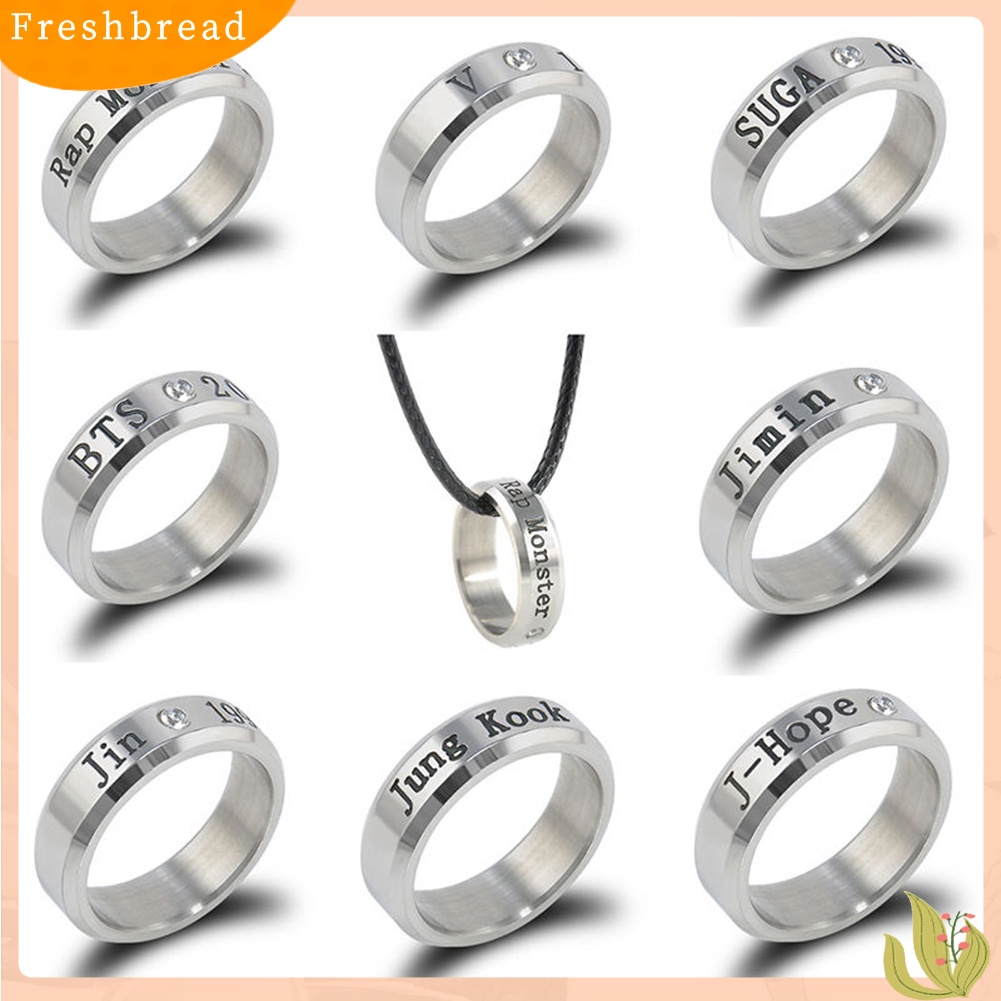 &lt; Freshbread &gt; Fashion Pria Baja Titanium Berlian Imitasi Huruf Ukiran Jari Cincin Perhiasan Hadiah