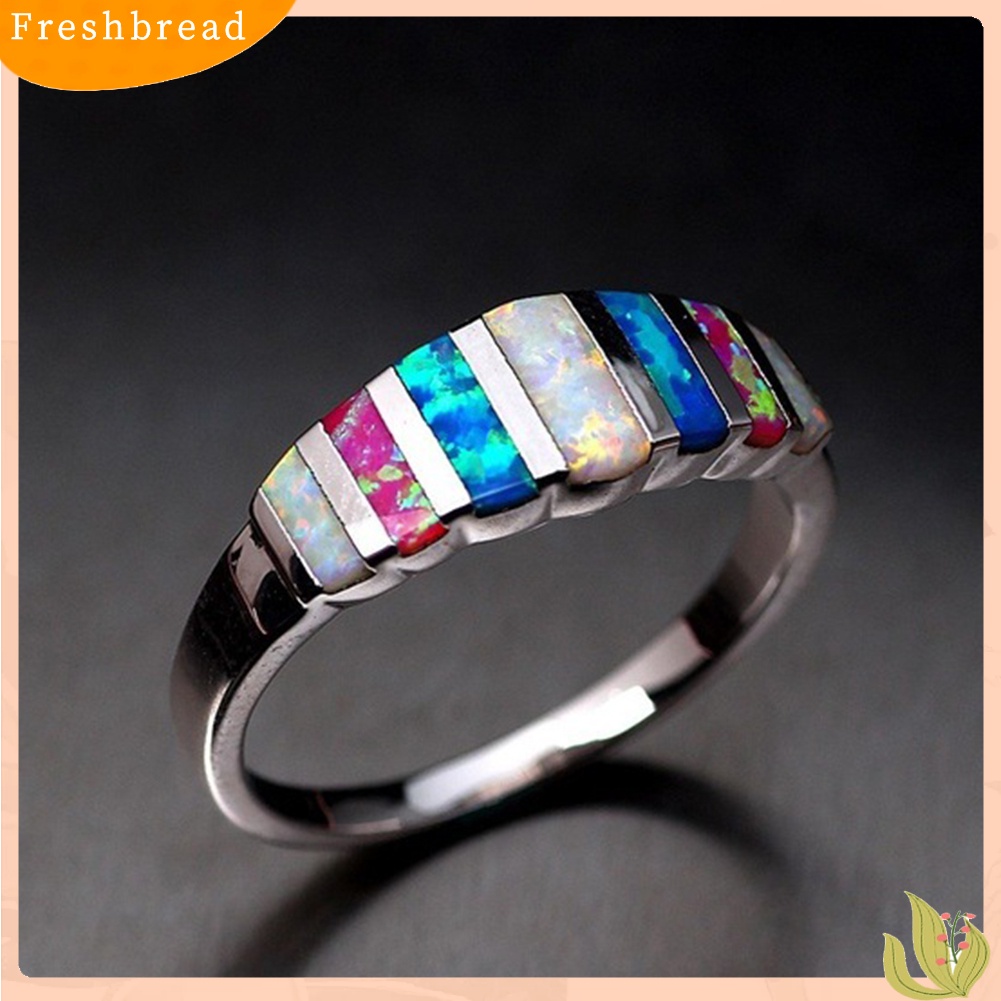 &lt; Freshbread &gt; Wanita Fashion Multicolor Faux Opal Bertatahkan Jari Cincin Hadiah Perhiasan Pesta Pernikahan