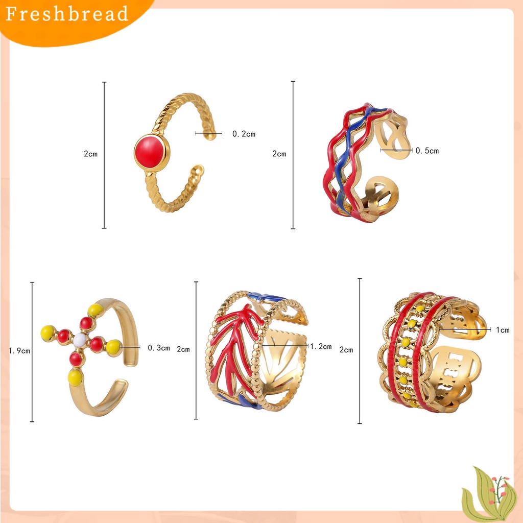 &lt; Freshbread &gt; Cincin Jari Berwarna Menetes Minyak Perhiasan Retro Pembukaan Vintage Cincin Perhiasan Aksesori