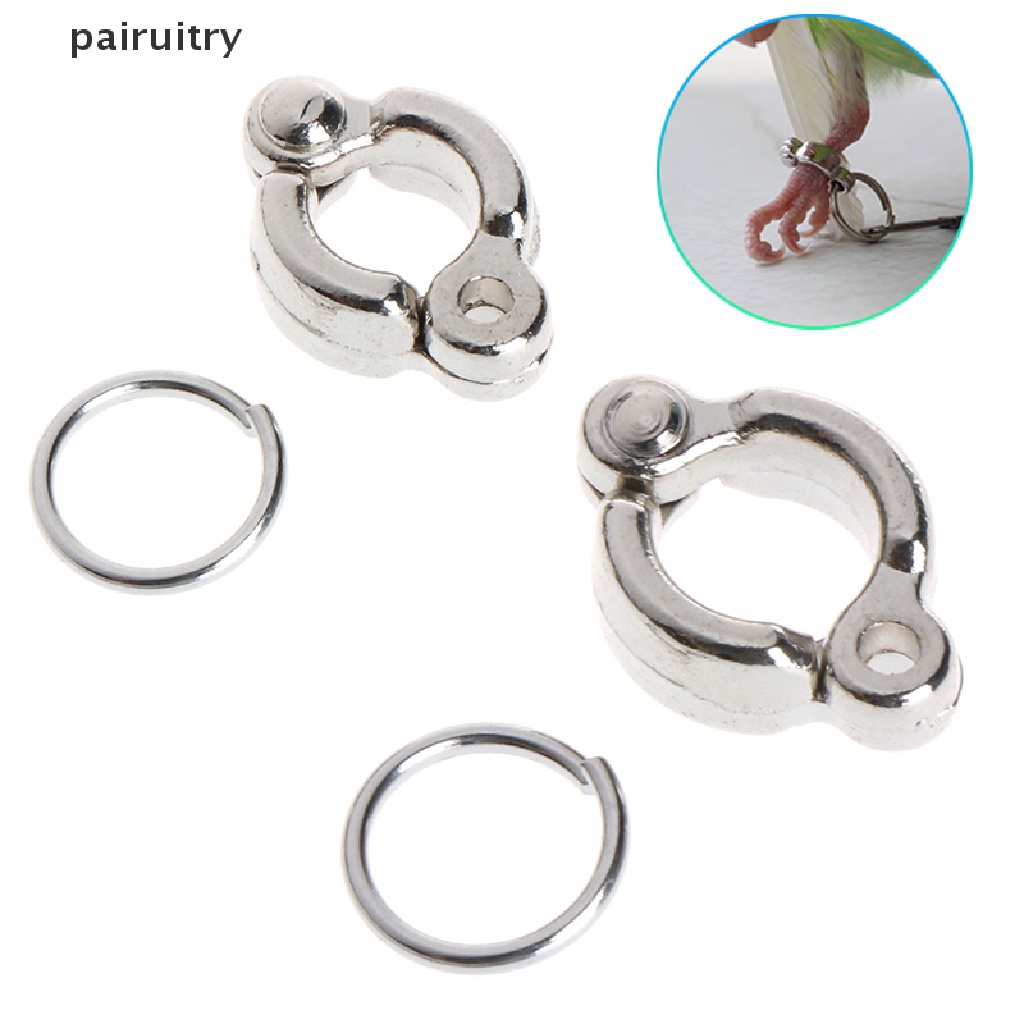 Prt 2Set Cincin Kaki Nuri Logam Hewan Peliharaan Burung Kaki Cincin Aktivitas Pelatihan Lalat Luar Ruangan Anti-Hilang Pembukaan Klip Kaki Buckleird 0.35/1.45cm PRT