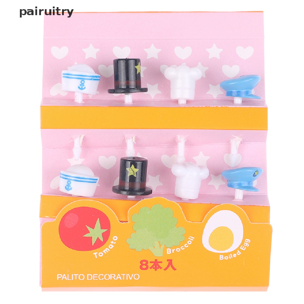 Prt 8Pcs Garpu Buah Food Grade Plastik Mini Kartun Anak Kue Buah Tusuk Gigi Bento Lunch Bento Aksesoris Dekorasi Pesta PRT