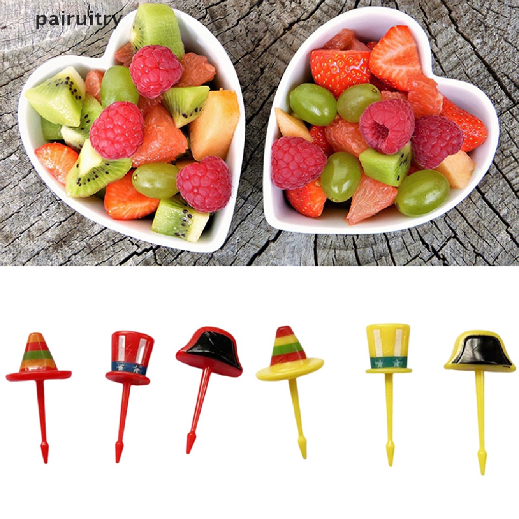 Prt 1Set Topi Kartun Lucu Anak Garpu Buah Plastik Bento Lunch Dessert Tusuk Gigi PRT