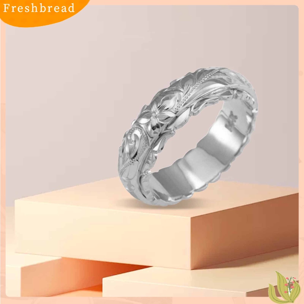 &lt; Freshbread &gt; Wedding Band Tangan Ukir Vintage Alloy Wanita Bunga Mawar Cincin Pertunangan