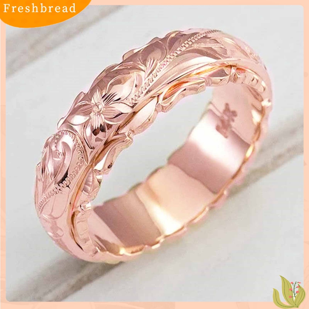 &lt; Freshbread &gt; Wedding Band Tangan Ukir Vintage Alloy Wanita Bunga Mawar Cincin Pertunangan