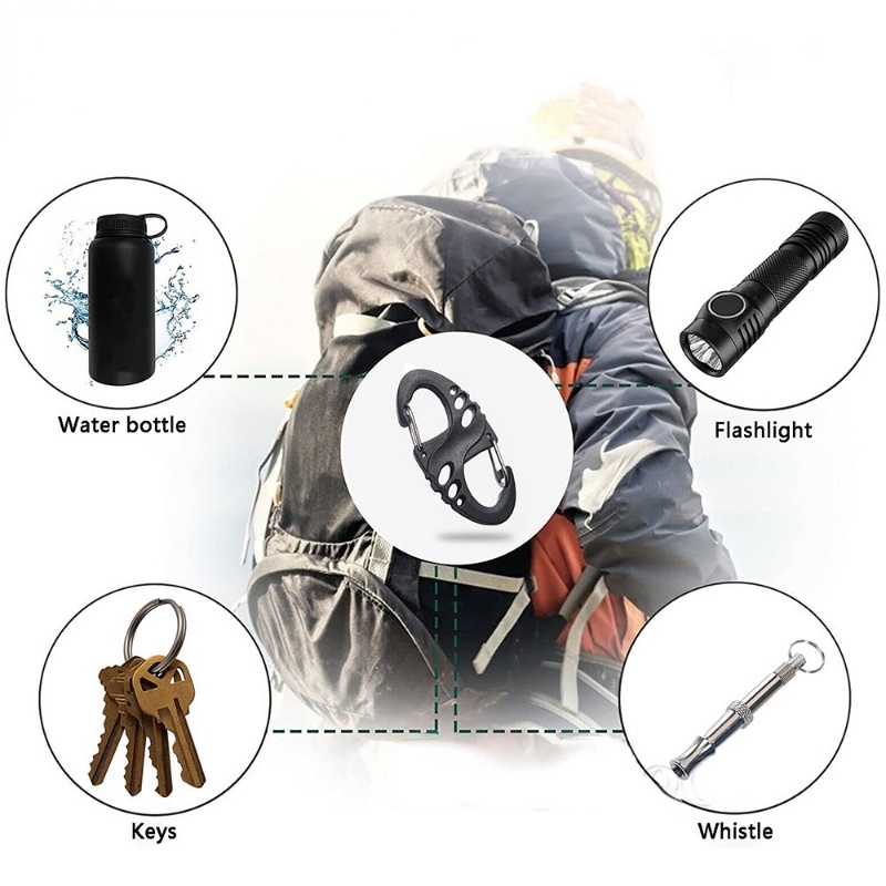 1pc Carabiner Plastik 8-berbentuk Snap Klip Gantungan Kunci Gesper Gantung Outdoor Camping Ransel Mendaki Paracord Survival Gear Gesper