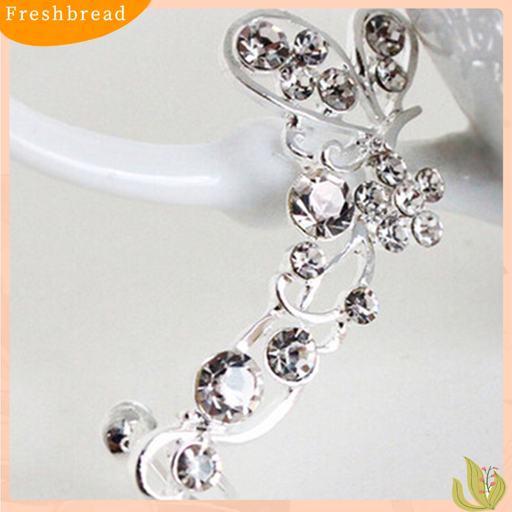 &lt; Freshbread &gt; 1Pc Wanita Manis Berlian Imitasi Bertatahkan Kupu-Kupu Kanan Telinga Manset Stud Earrings Jewelry