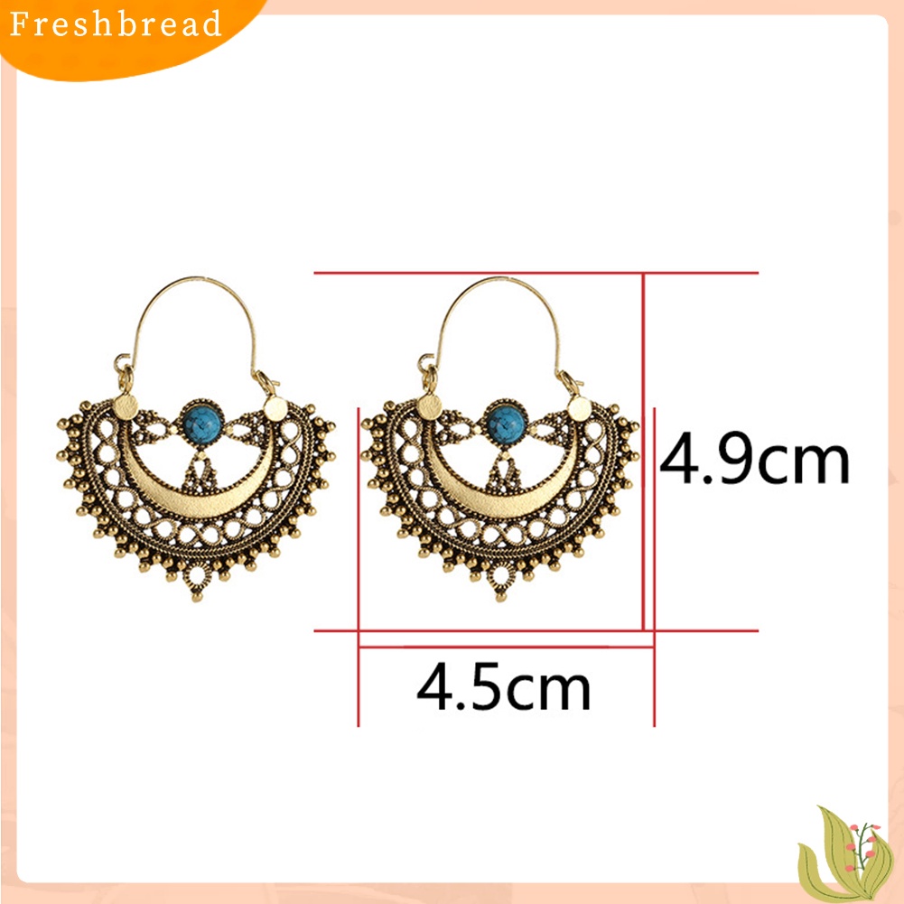 &lt; Freshbread &gt; Pola Berongga Etnik Buatan Turquoise Lampu Gantung Menjuntai Anting Wanita Hadiah