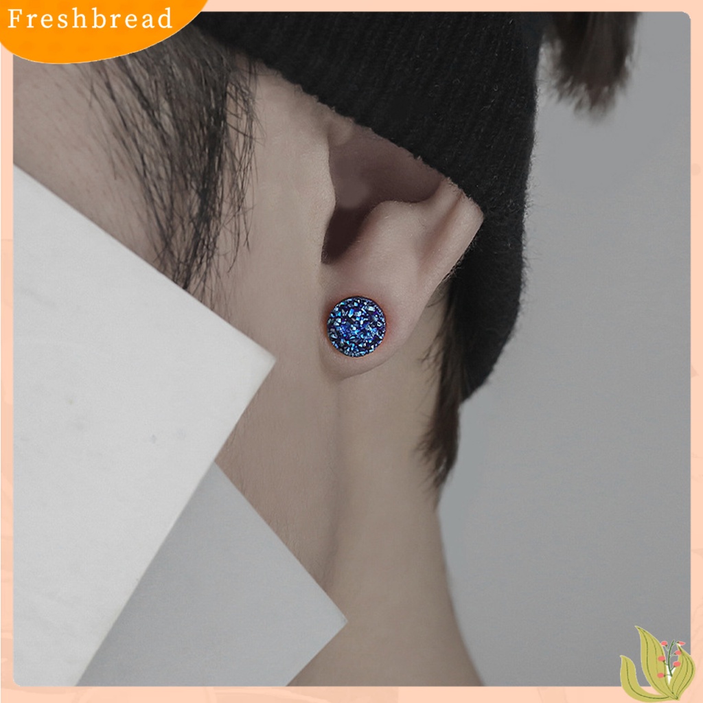 < Freshbread > 1pasang 8mm Ear Studs Bulat Mini Minimalis Perhiasan Fashion Mempesona Anting Pria Wanita Kristal Imitasi Untuk Outdoor