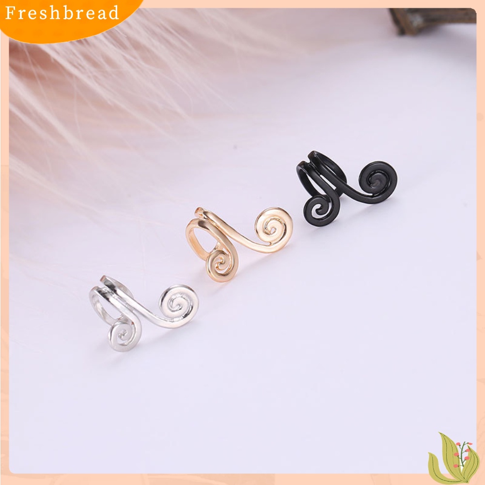 &lt; Freshbread &gt; Fashion Wanita Hoop Shape Ear Clips Earrings Hadiah Pesta Perhiasan Tanpa Tindik