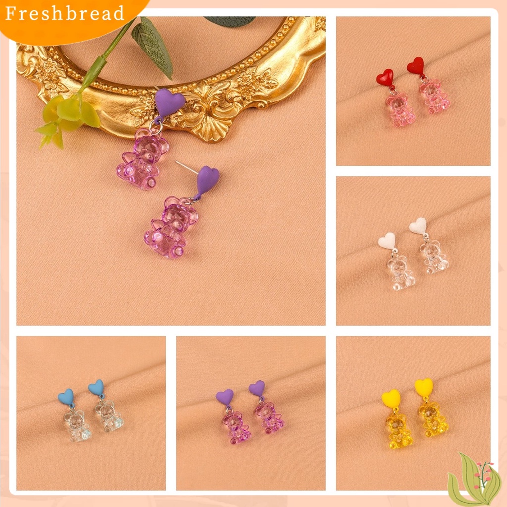 &lt; Freshbread &gt; 1pasang Anting Drop Bentuk Beruang Chic Nyaman Kartun Beruang Manis Anting Untuk Hadiah