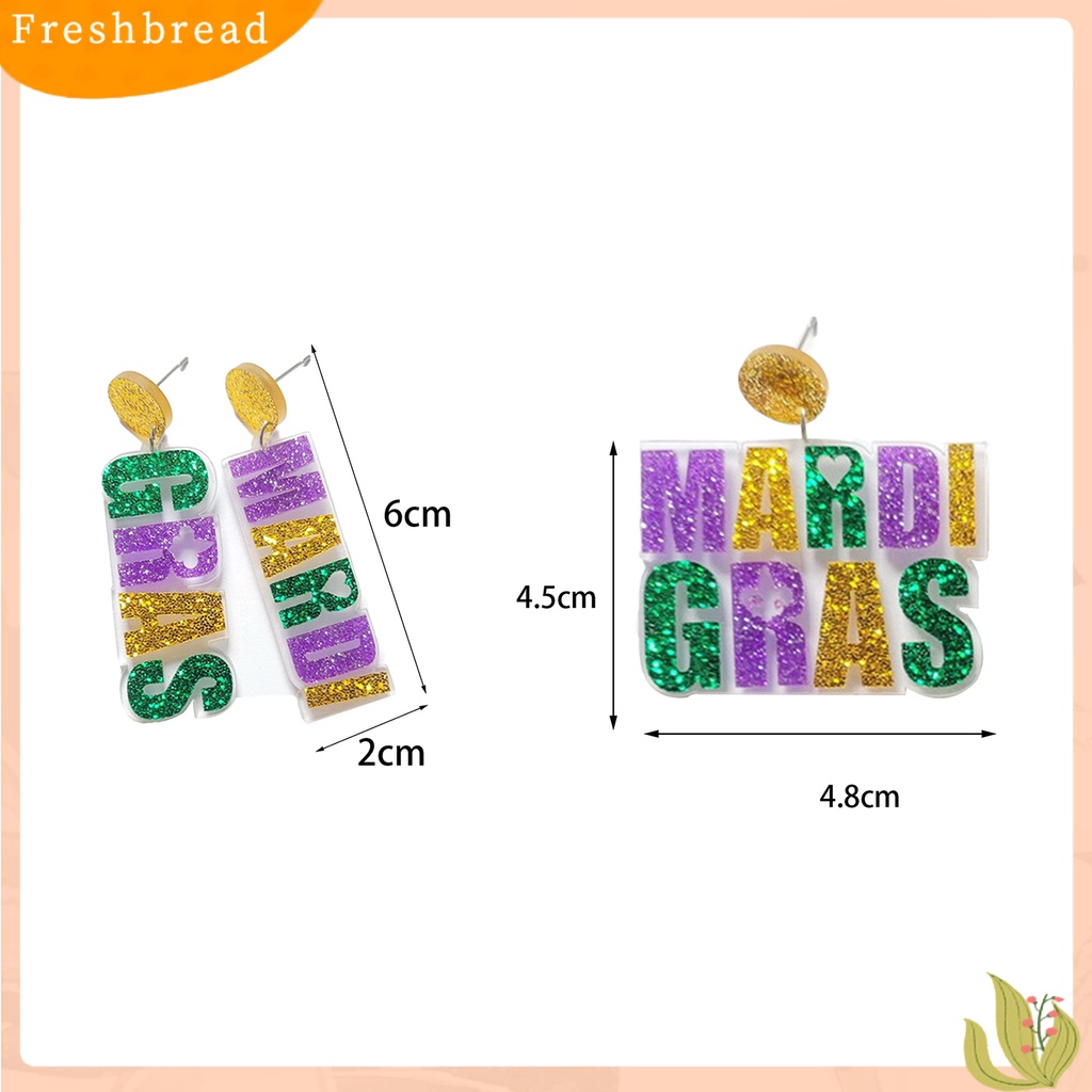 &lt; Freshbread &gt; 1pasang Menjuntai Anting-Anting Pribadi Bubuk Kilau Alfabet Pesona Geometris Pengerjaan Halus Telinga Dekorasi Warna-Warni Berlebihan Surat Tiga Warna Anting Glitter