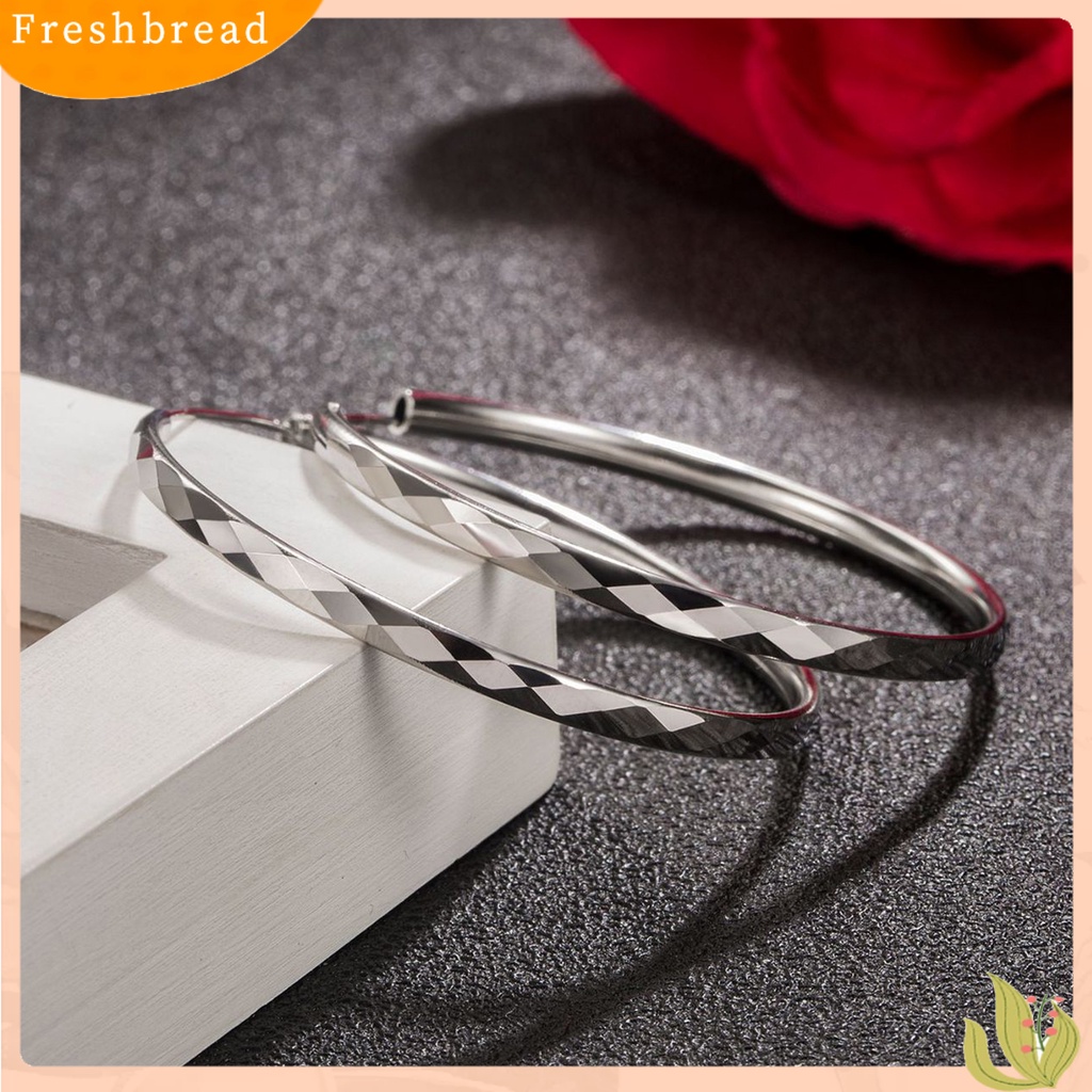 &lt; Freshbread &gt; 1pasang Anting Hoop Shiny Rhombus Texture Wanita Besar Hiphop Bulat Menjuntai Earring Perhiasan Hadiah Untuk Pacaran