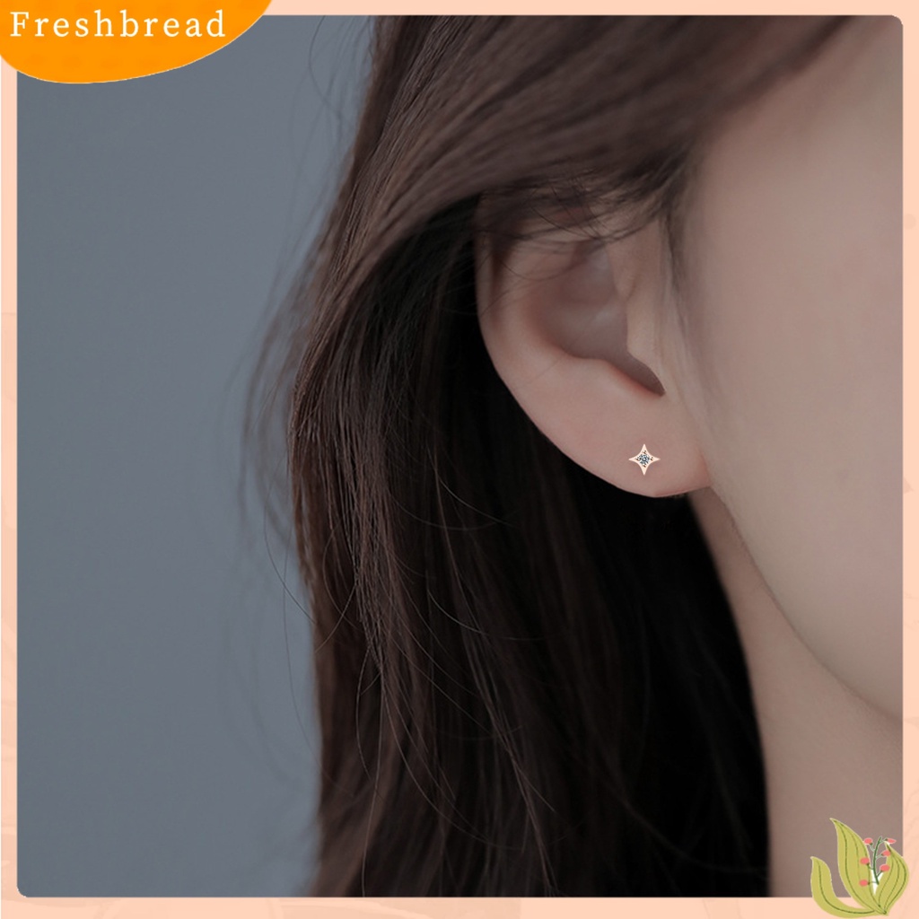 &lt; Freshbread &gt; 1pasang Wanita Ear Studs Bentuk Pentagram Pengerjaan Halus Semua Pertandingan Shiny Gaya Sederhana Canggih Petite Star Earrings Aksesoris Populer