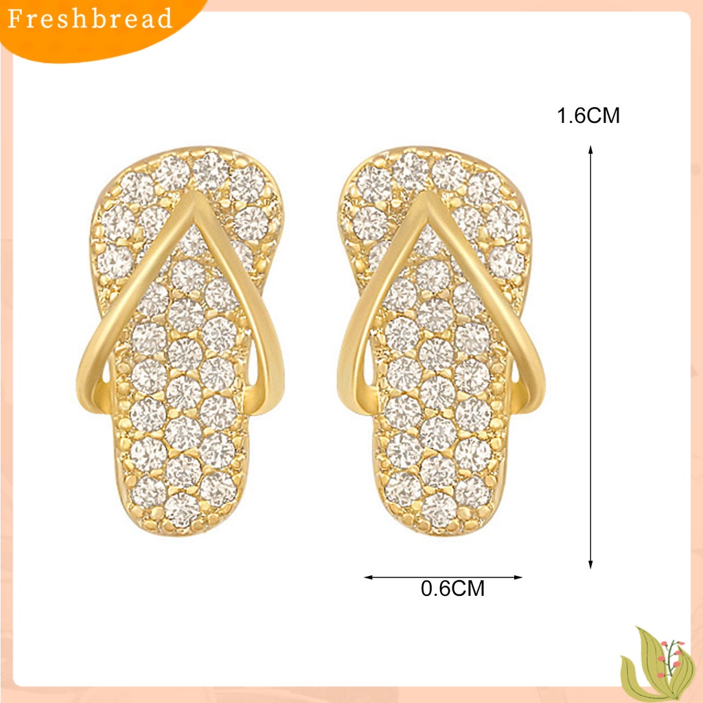 &lt; Freshbread &gt; Anting Kreatif Gaya Alloy Lucu Berbentuk Slipper Women Ear Studs Untuk Wanita