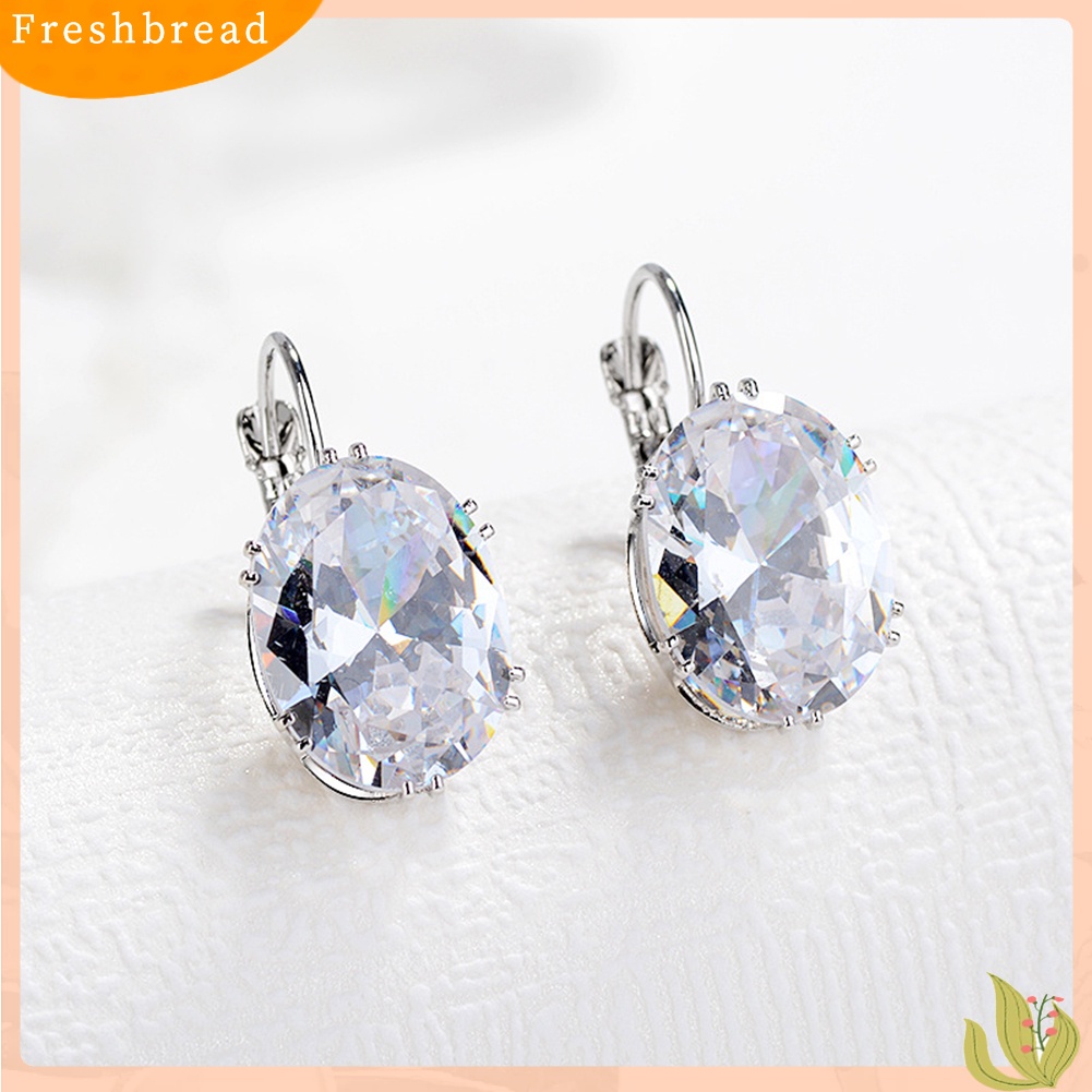 &lt; Freshbread &gt; Wanita Fashion Cubic Zirconia Menjuntai Huggie Anting Tindik Pesta Perhiasan Hadiah