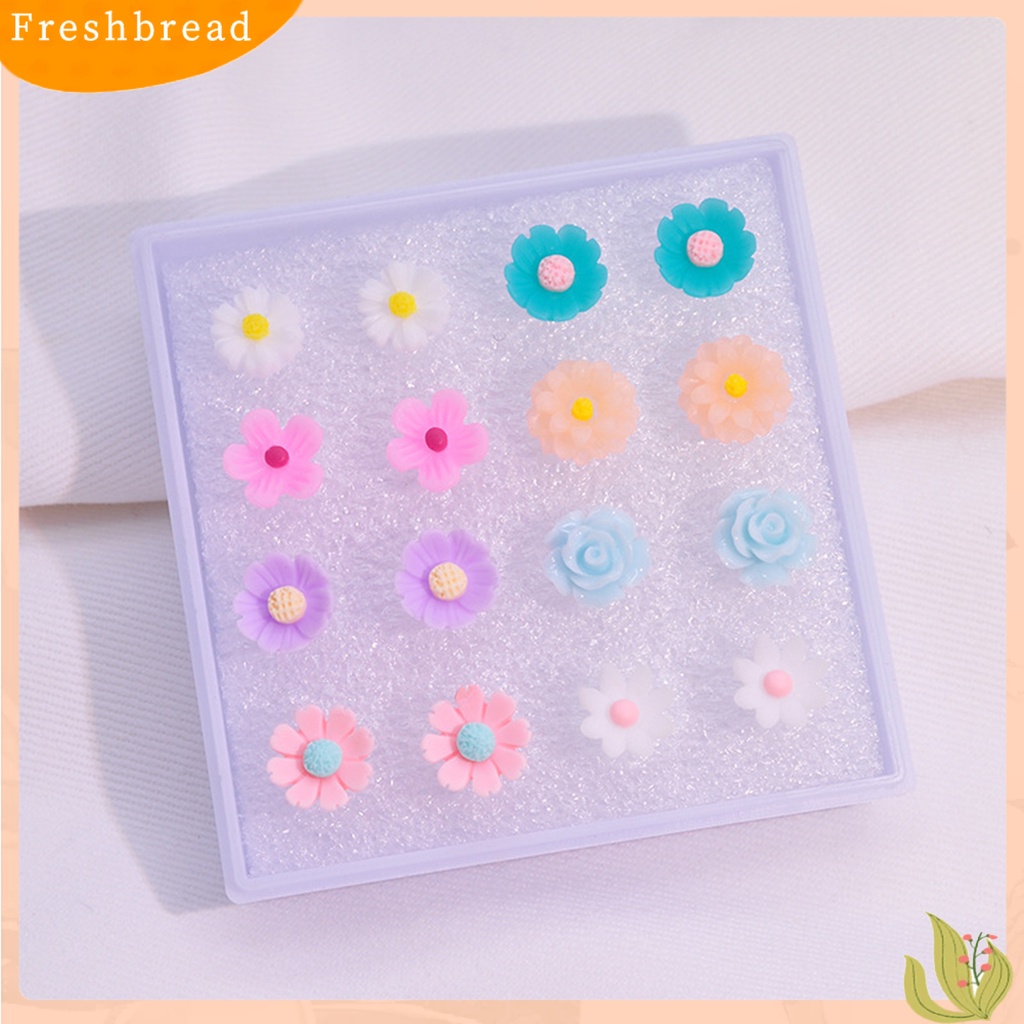 &lt; Freshbread &gt; 8per6pasang Wanita Ear Studs Set Warna Kontras Bunga Berbeda Anti Alergi Tidak Iritasi Tanaman Hias Bentuk Hidup Rose Stud Earrings Set Hadiah