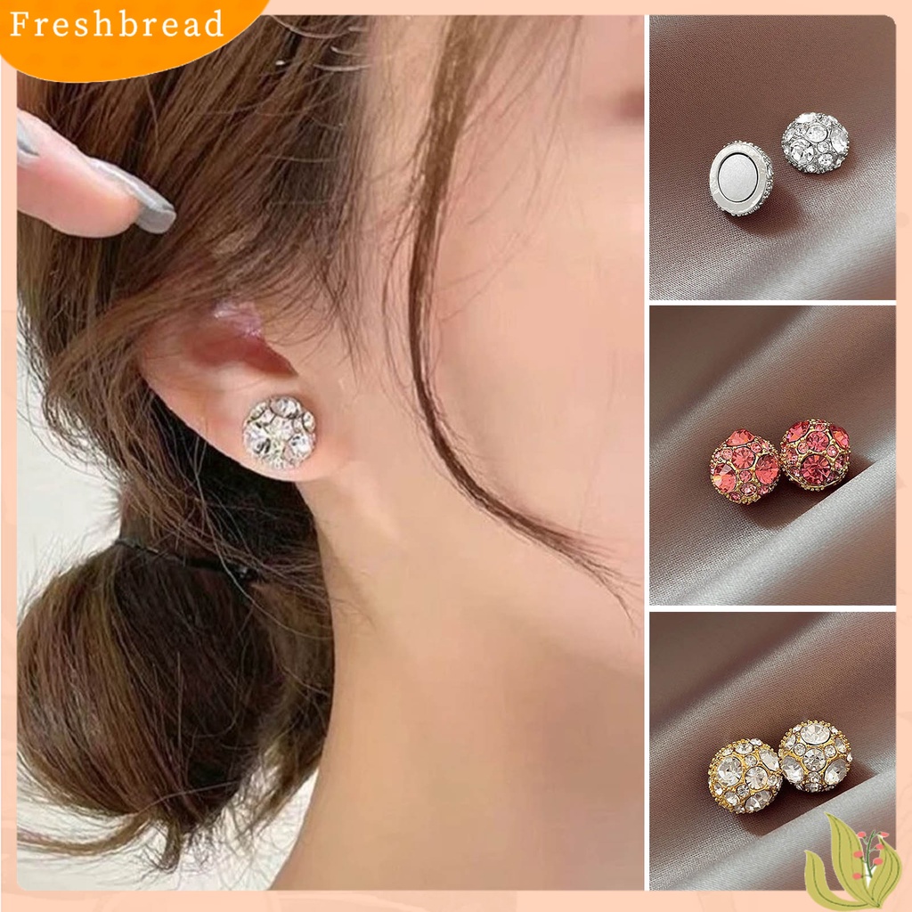 &lt; Freshbread &gt; 1pasang Anting Pejantan Tindik Palsu Berlian Imitasi Cubic Zirconia Hias Temperamen Shiny Dekorasi Kepribadian Ada Lubang Telinga Anting Perhiasan Aksesori