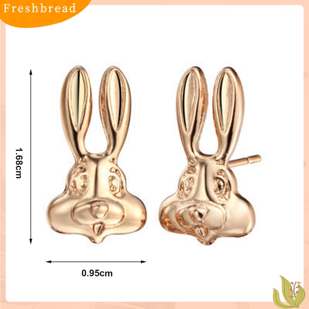 &lt; Freshbread &gt; 1pasang Anting Stud Bersinar Pengerjaan Halus Bentuk Kartun Hewan Electroplating High Gloss Dress Up Perhiasan Perempuan Kelinci Yang Indah Anting Pejantan Untuk Pacaran