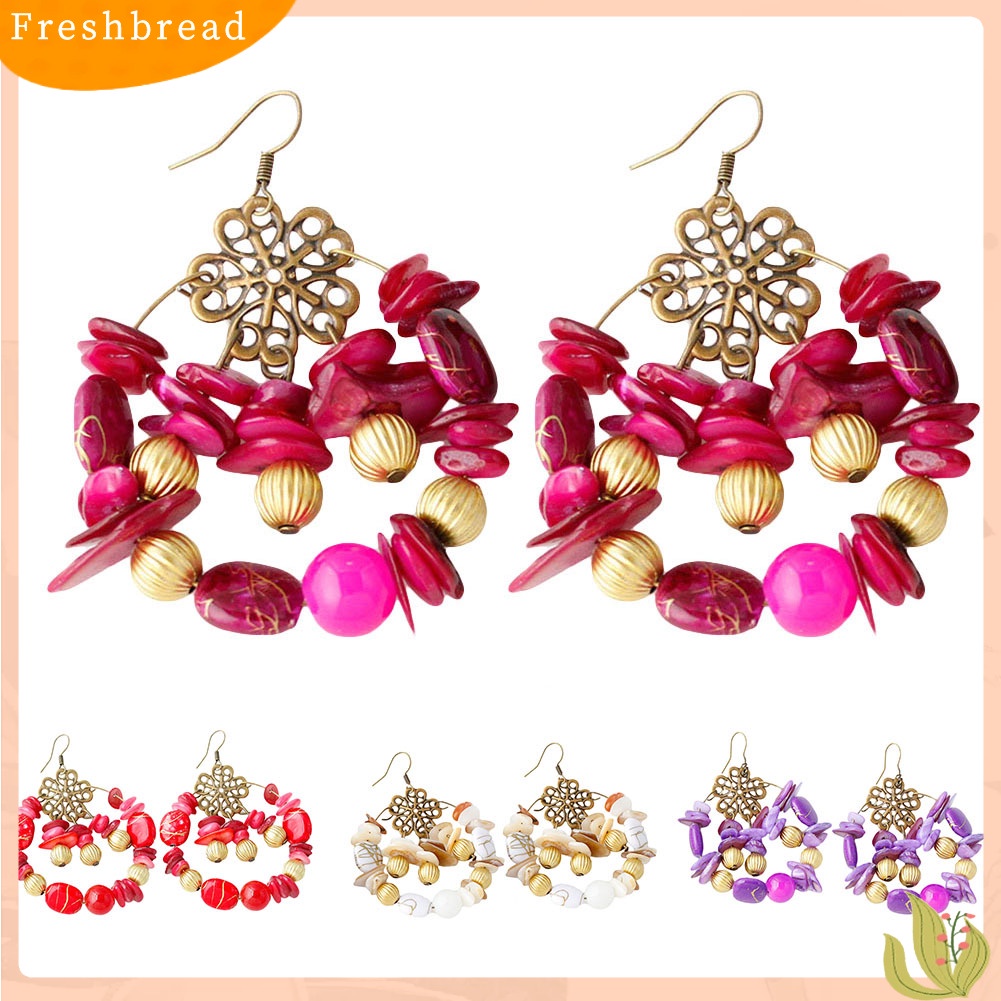 &lt; Freshbread &gt; Warna-Warni Wanita Bohemian Manik-Manik Kait Anting Perjamuan Perhiasan Hadiah Ulang Tahun