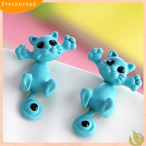 &lt; Freshbread &gt; Wanita Lucu Kartun Kucing Tindik Telinga Studs Earbobs Punk Earrings Jewelry